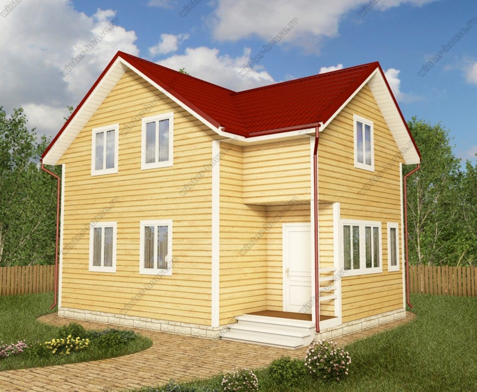Проект двухэтажного дома для постоянного проживания 8 на 8