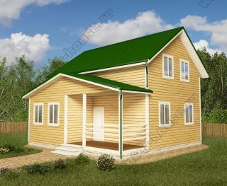 Проект двухэтажного дома для постоянного проживания 8 на 8 с террасой