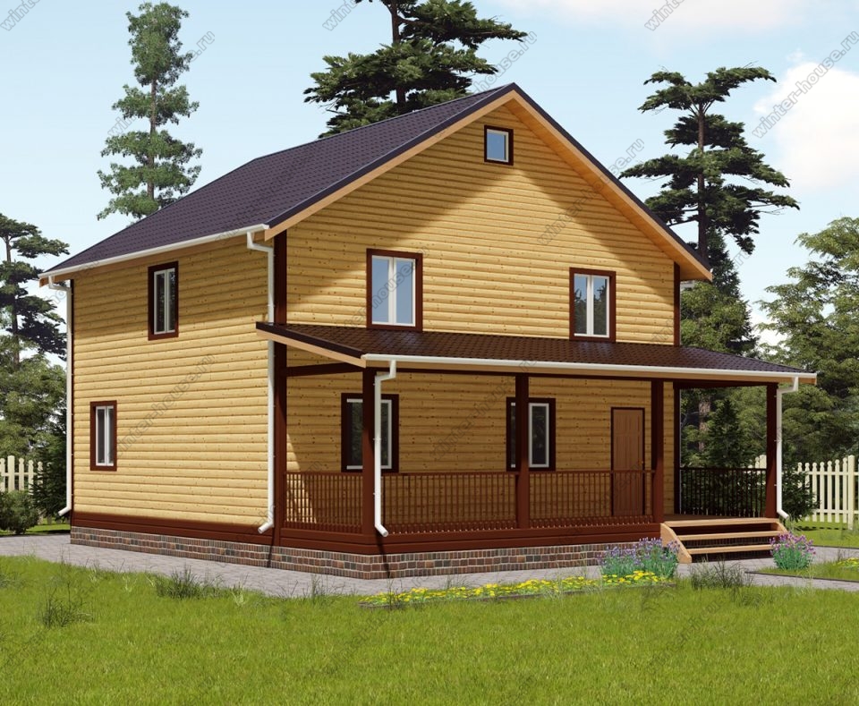 Проект двухэтажного дома для постоянного проживания 9 на 10,5 с террасой