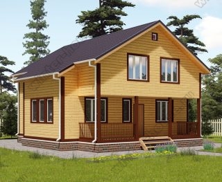 Проект двухэтажного дома для постоянного проживания 10 на 10 с террасой