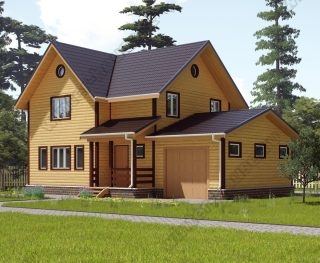 Проект двухэтажного дома для постоянного проживания 8 на 12,5 с гаражом